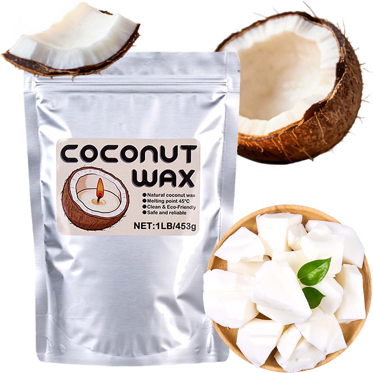 Coconut Wax Flake - Cera di Cocco Bianca 1LB, Cera